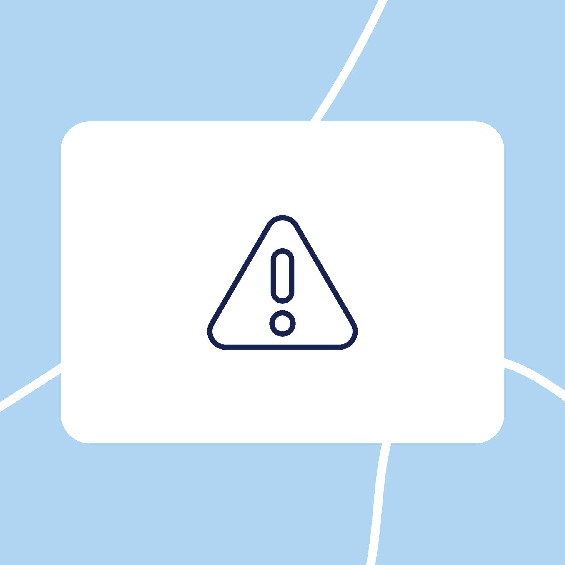 Warning icon on white background. Attention needed.