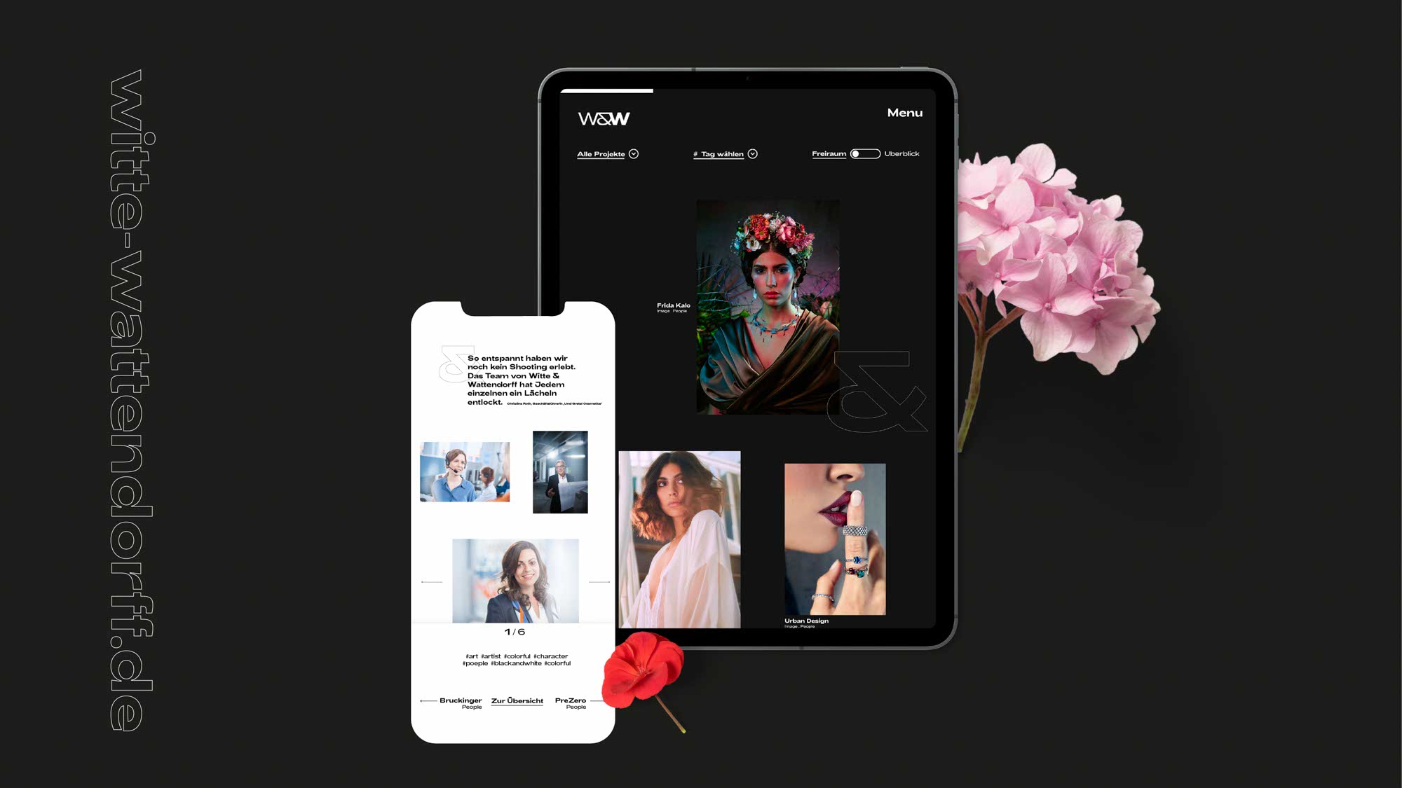 Website-Startseite von Witte & Wattendorff – digitale Galerie im eleganten Design