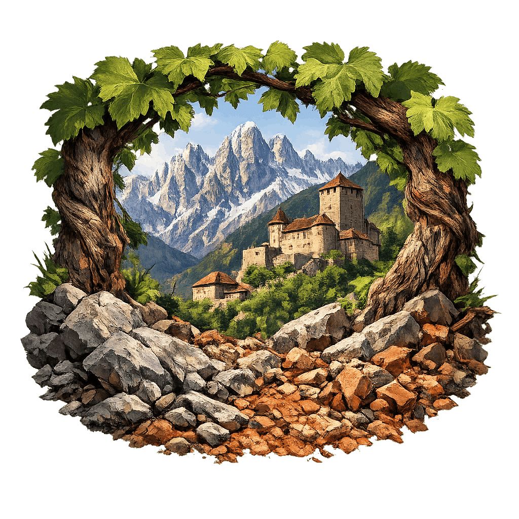 Detailed graphic of the Alto Adige wine region.