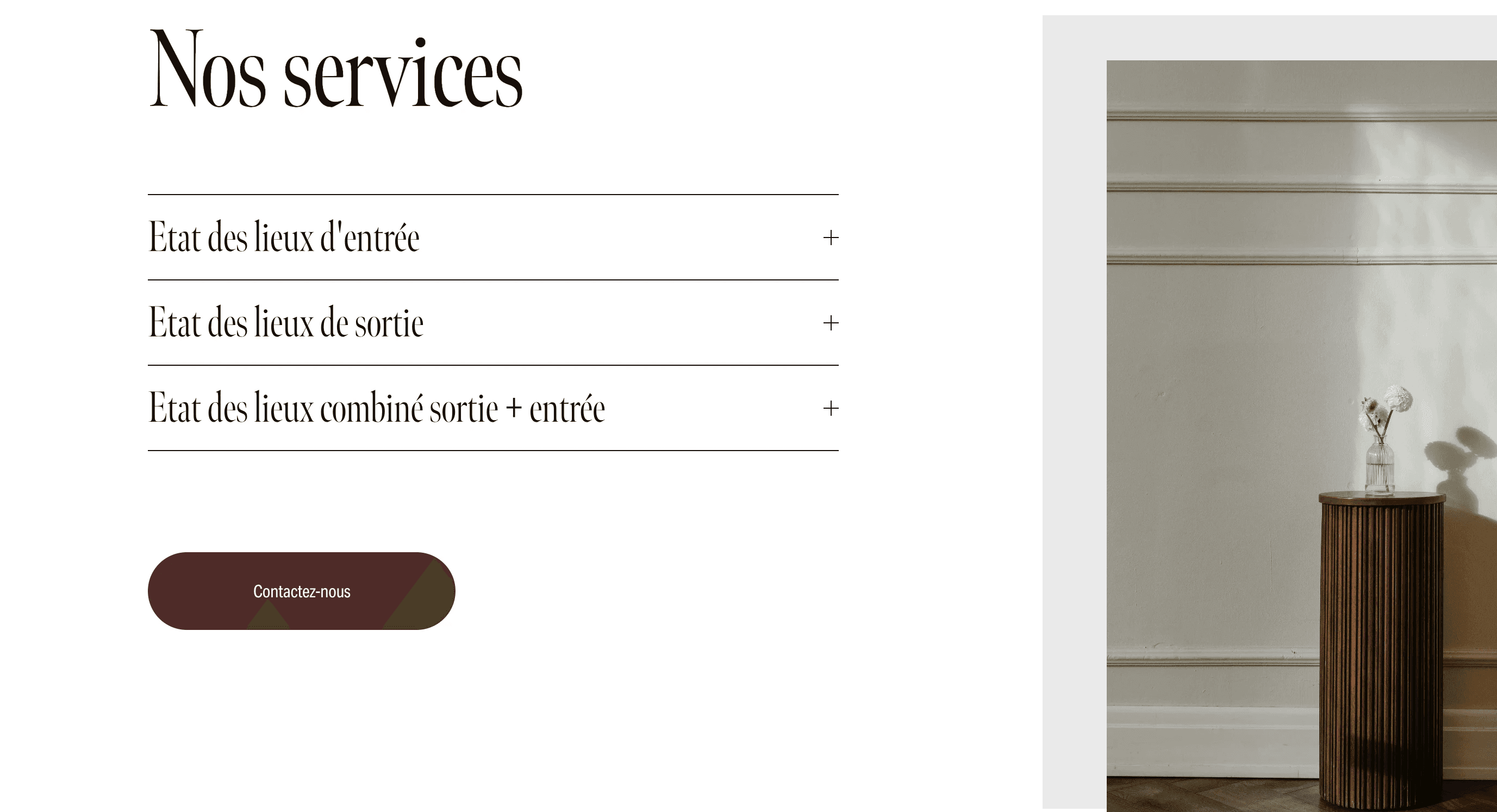 Maison Vestale - Liste de services
