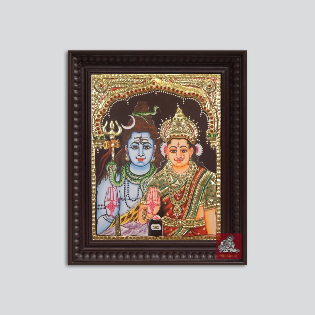 Shiva Parvathi Tanjore painting