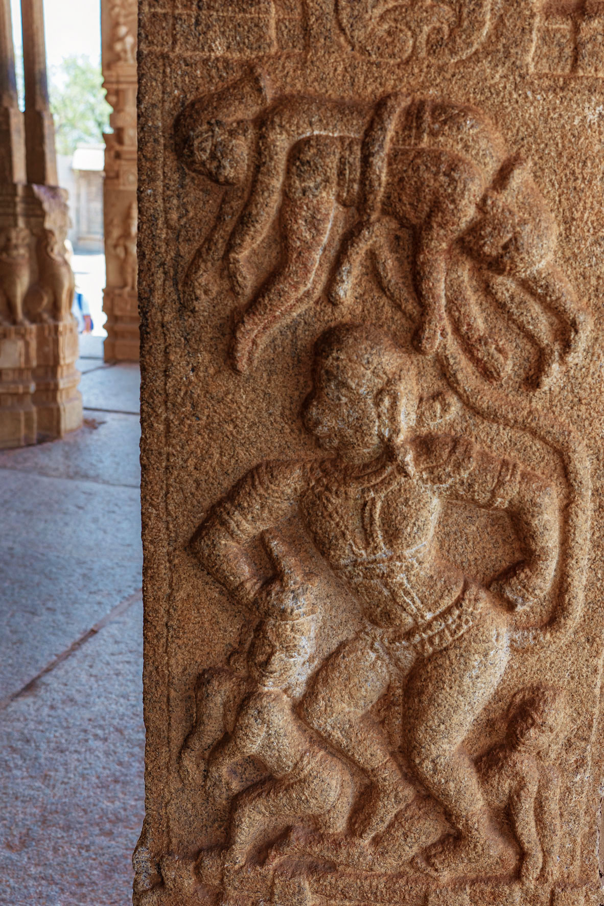 Hanuman sculpted on column at Hampi