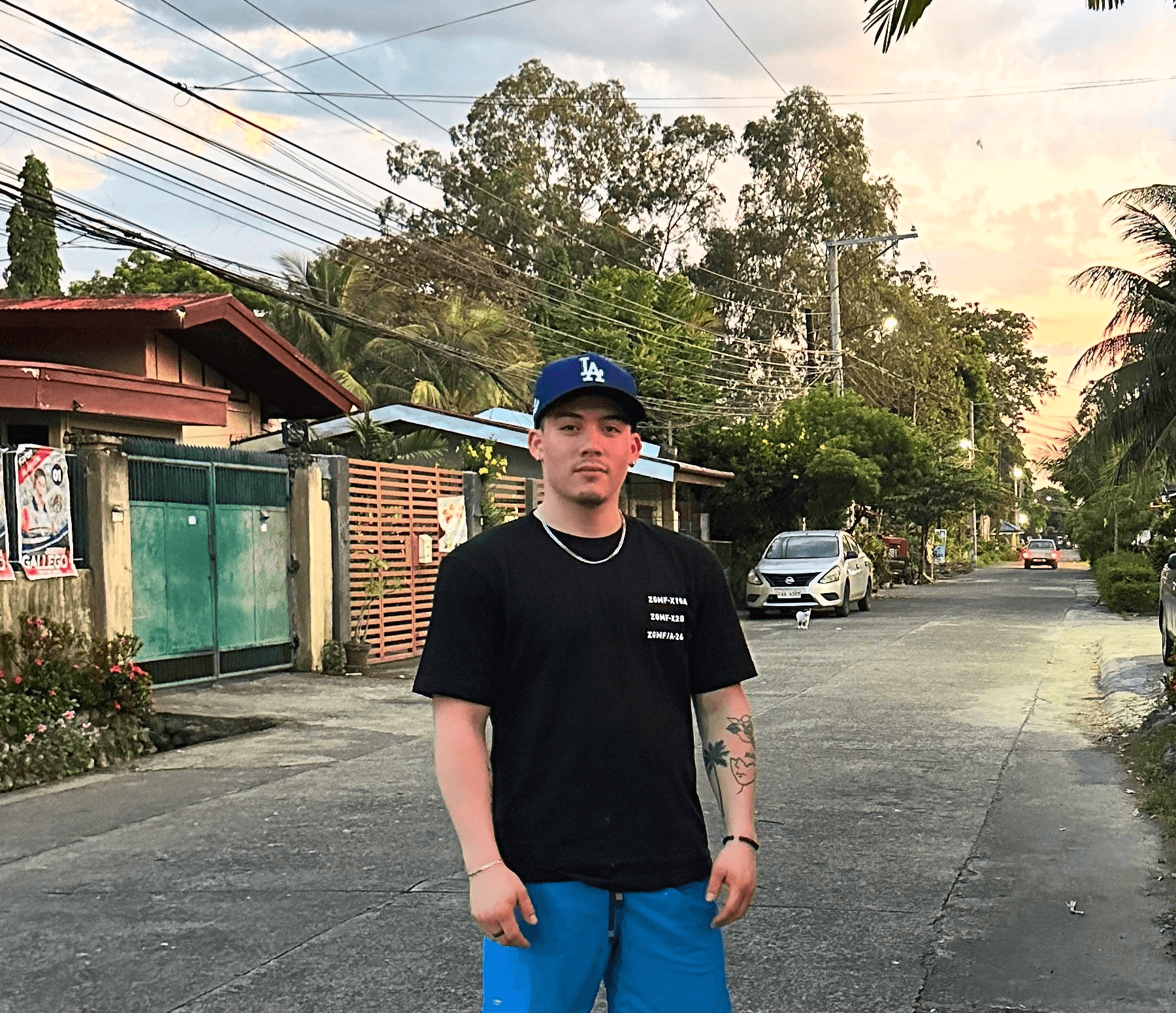 a person wearing a baseball cap