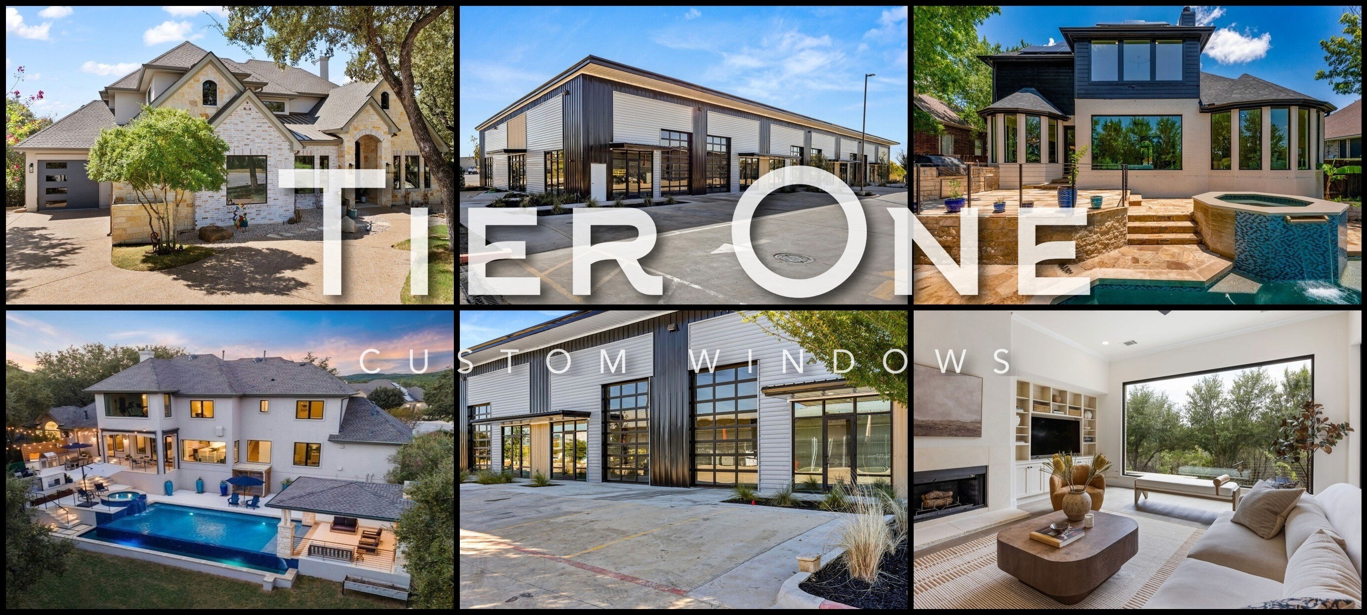 Collage of photos from the portfolio of Tier One Custom Windows