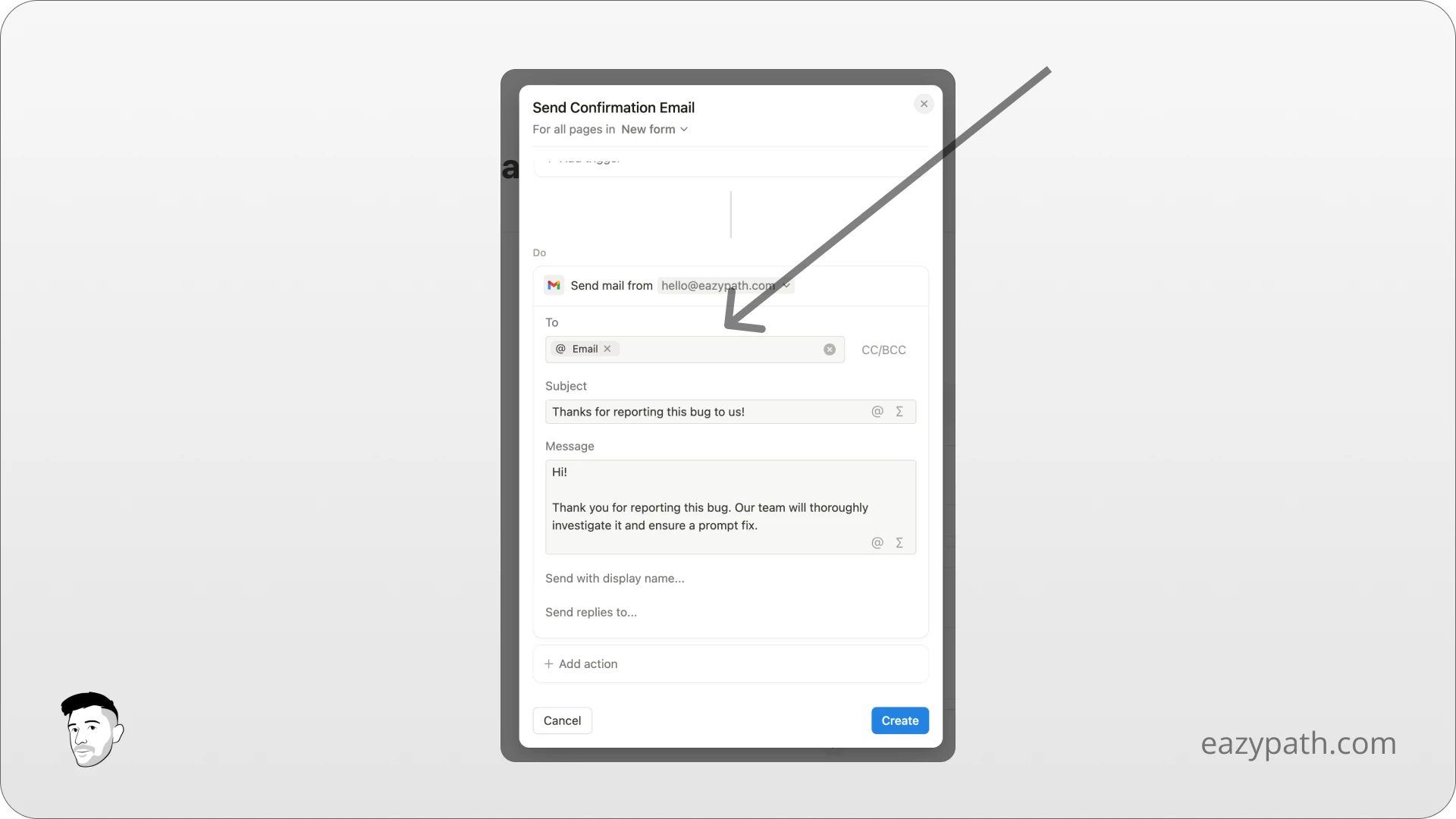 Specific Uses Cases of Notion Database Automations - Send an Email After a Form is Filled - Action Email