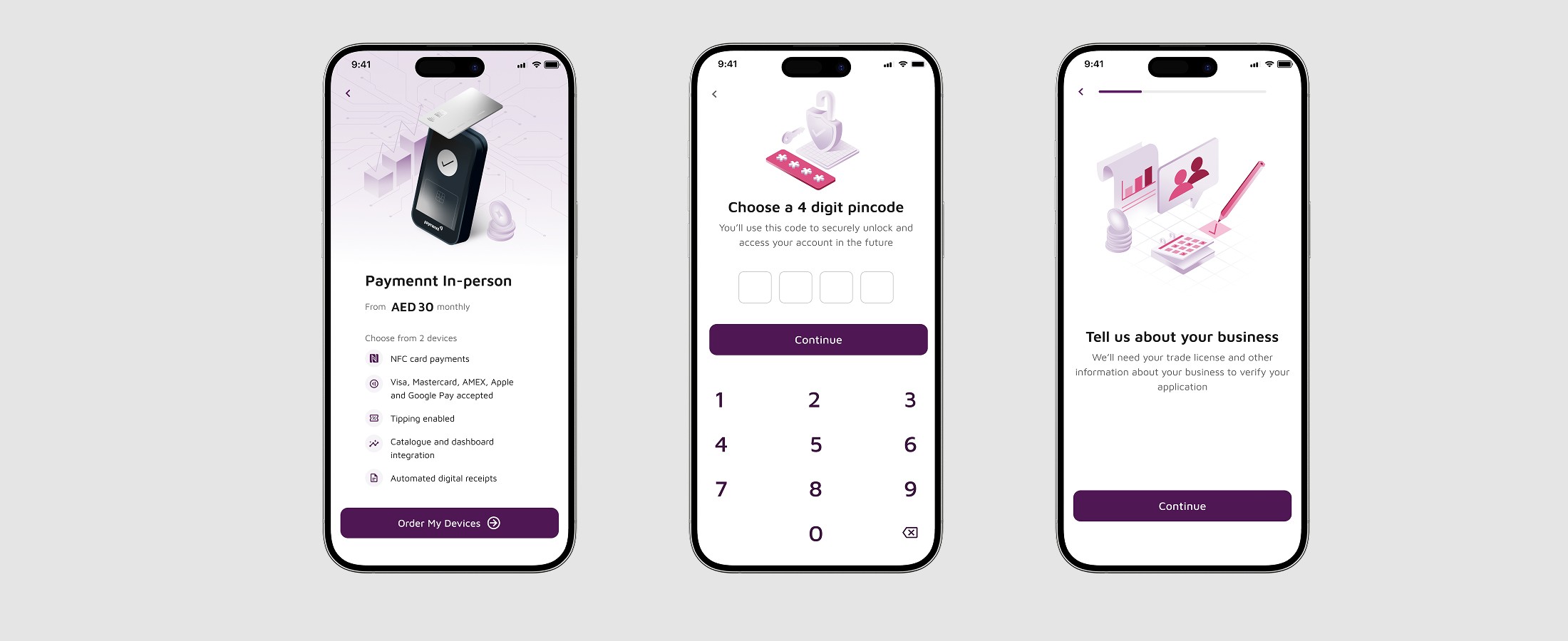 Paymennt app onboarding screens illustrations
