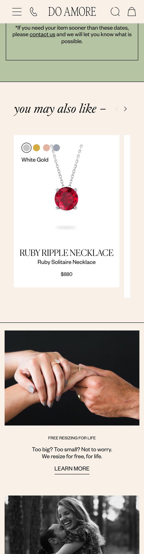 Jewelry product options include: necklace for Sage Necklace from Do Amore.