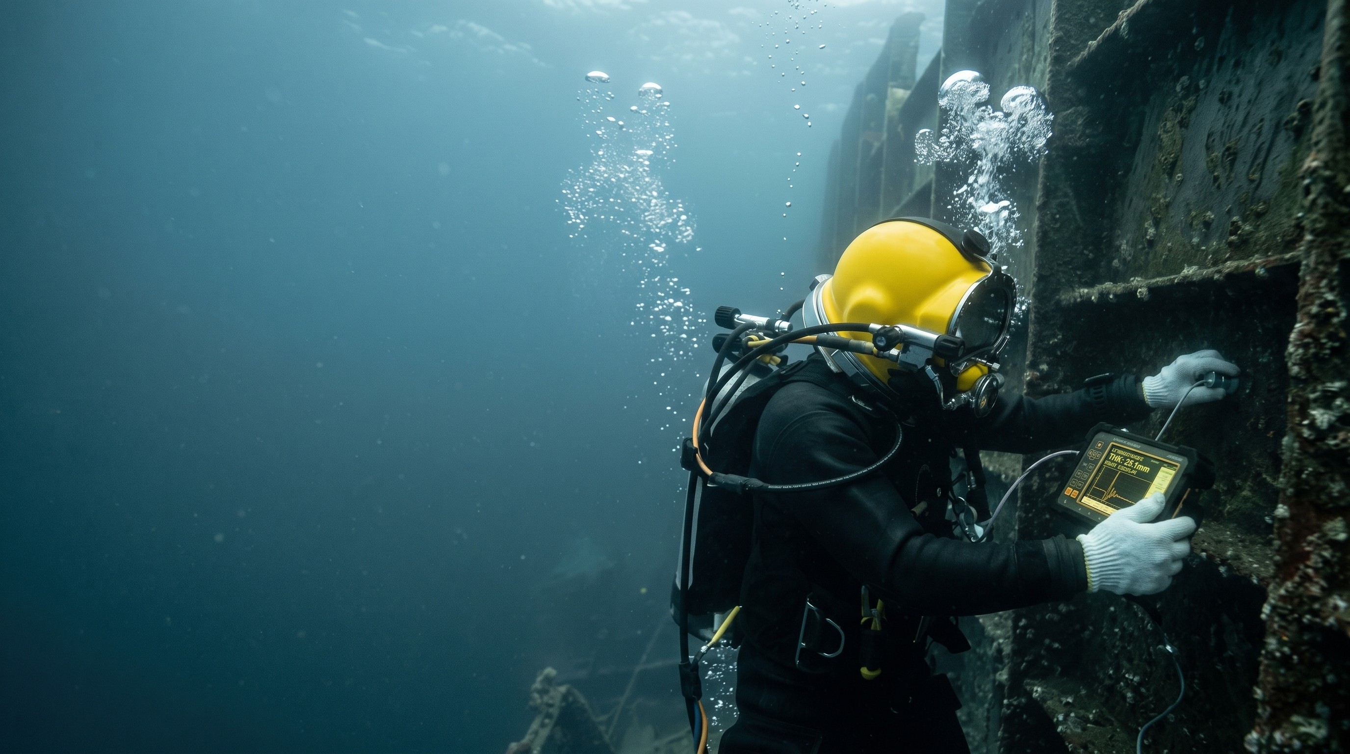 Commercial diver underwater.
