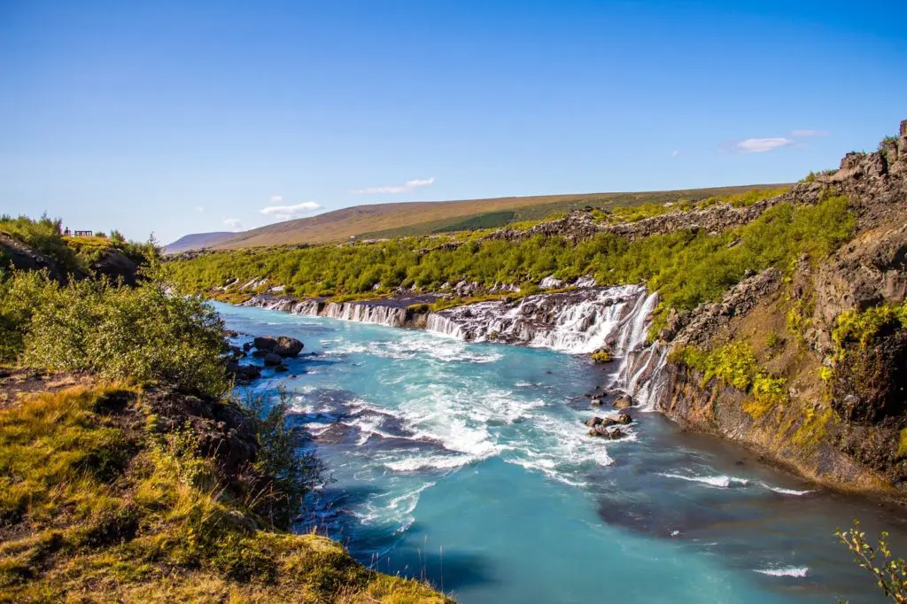 great river and waterfall