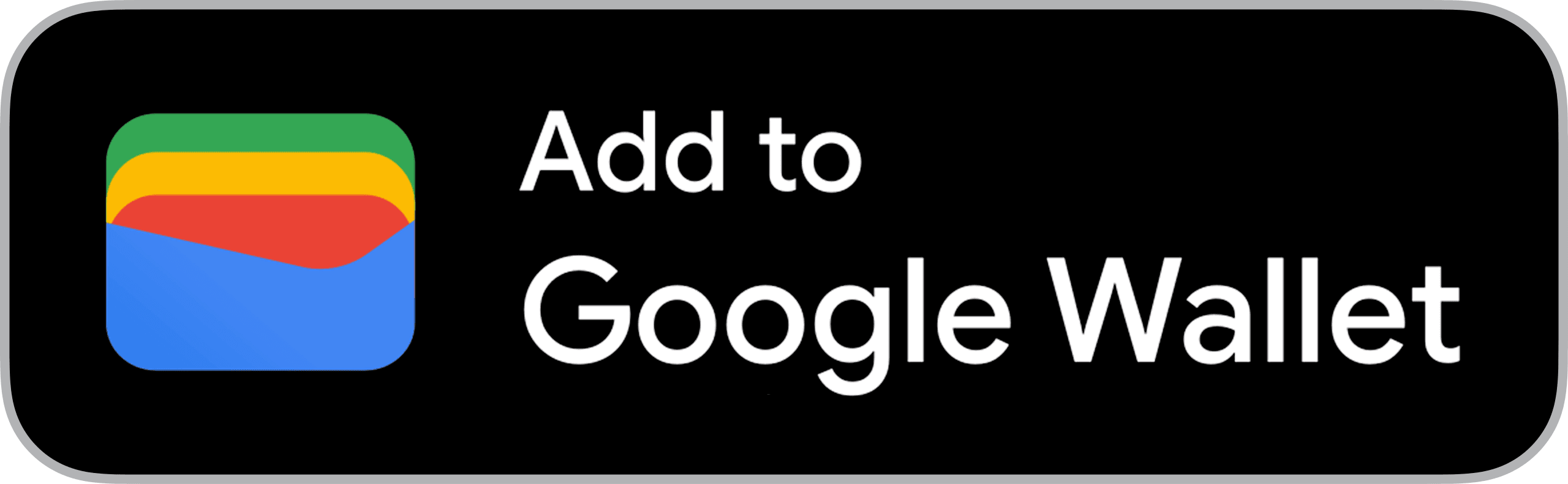 Button for adding to Google Wallet, featuring the Google Wallet logo and "Add to Google Wallet" text.
