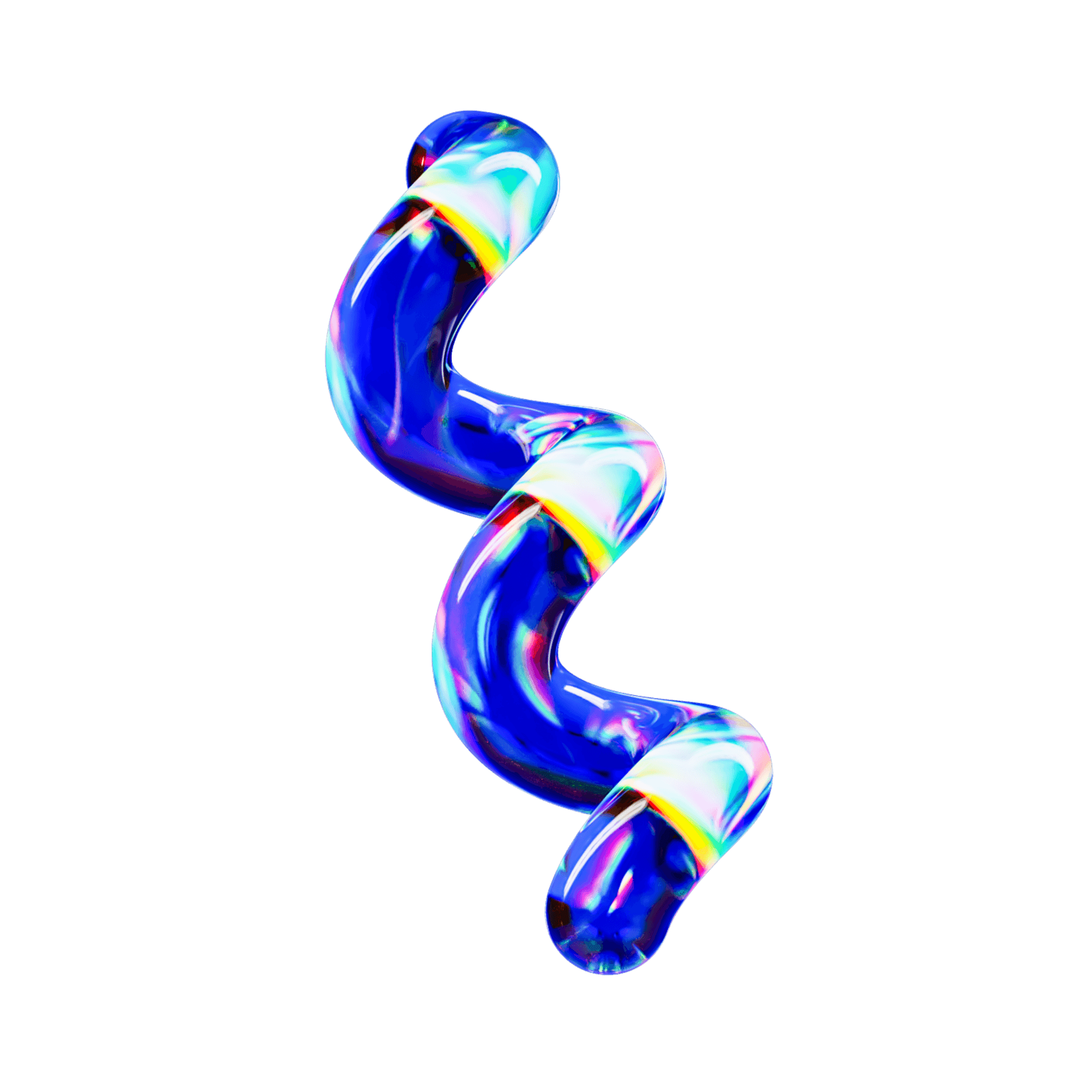 Abstract blue wavy spiral with iridescent highlights