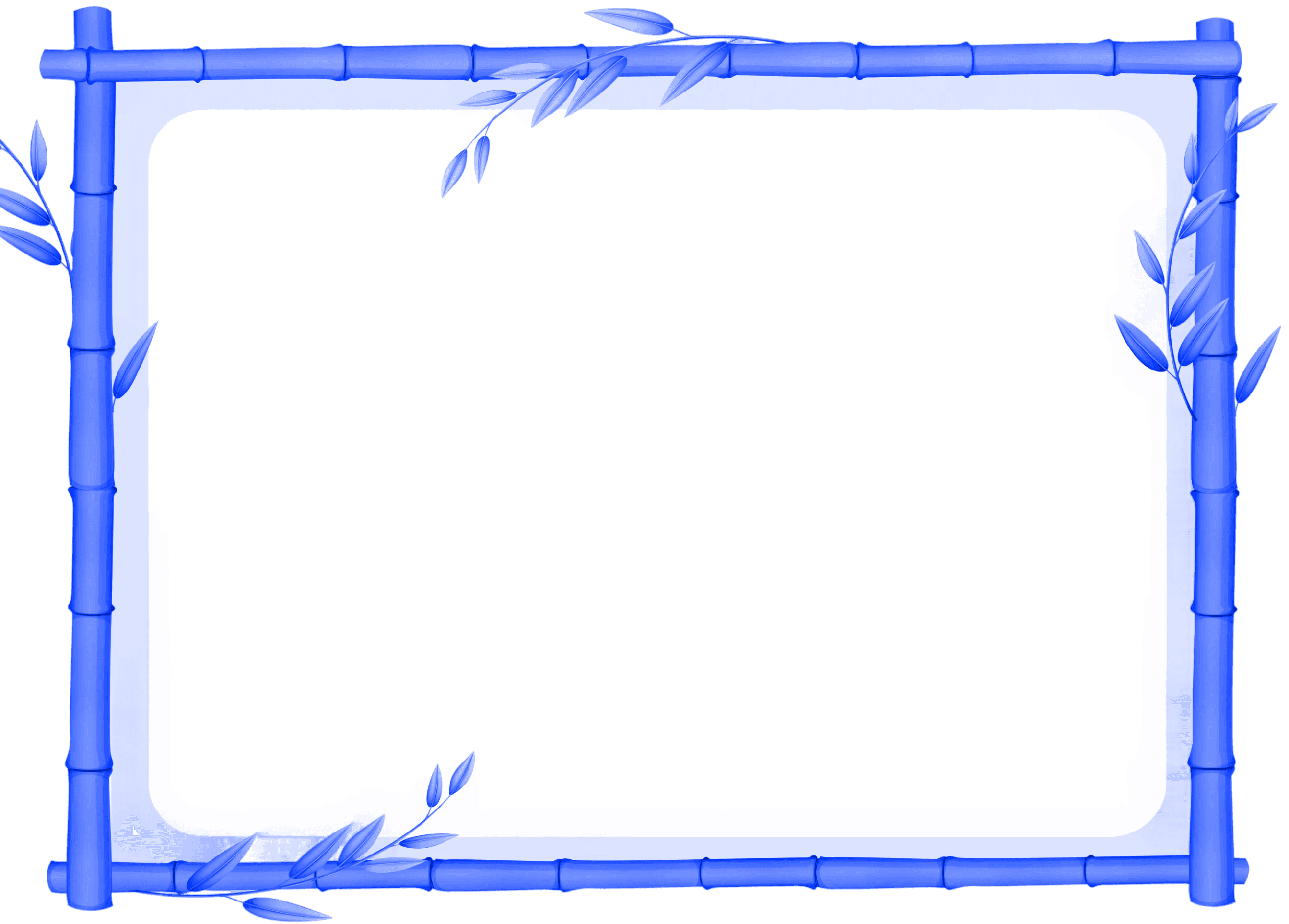 Bamboo frame with green leaves