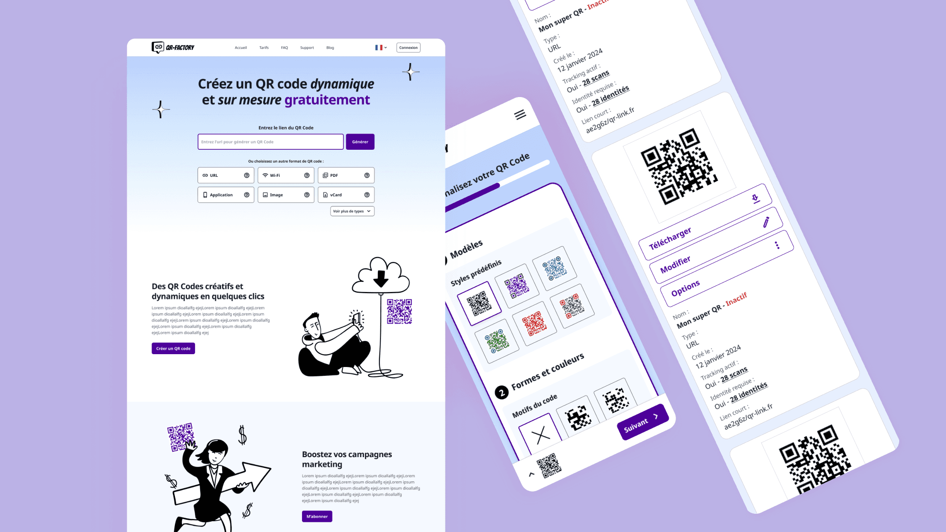 Landing page for marketing service
