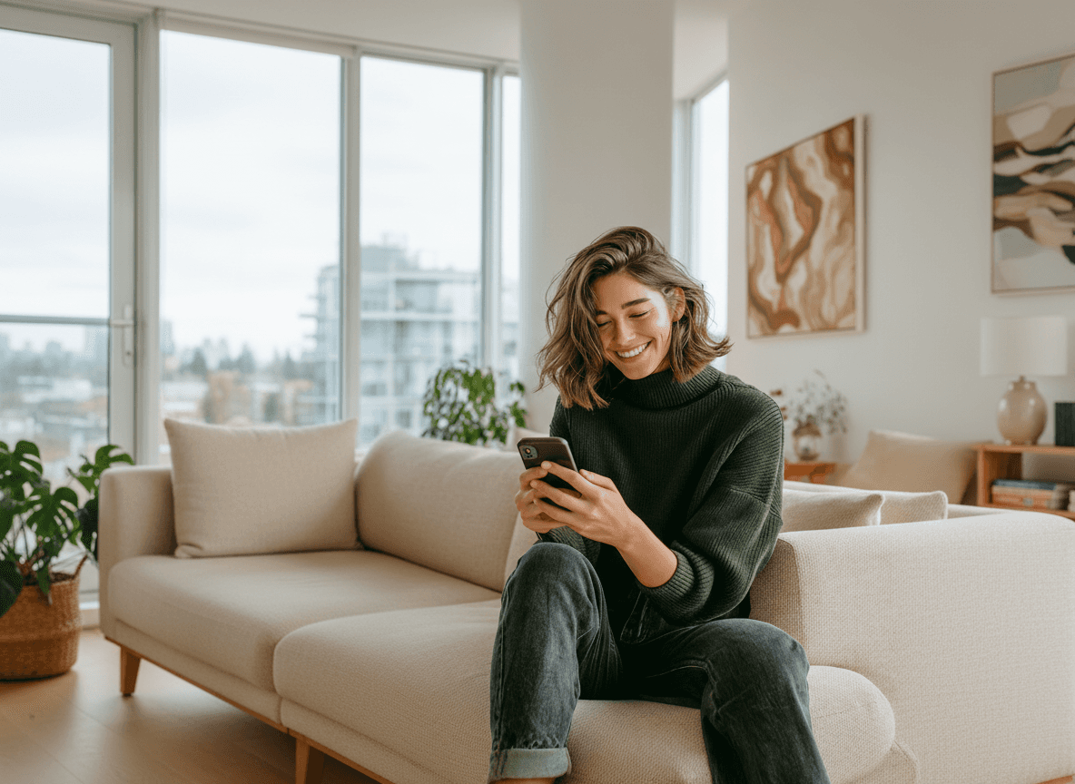 Woman confirming an appointment on her phone