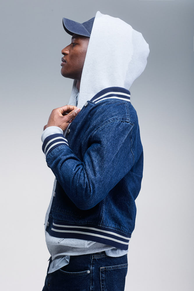 Man wearing Sunday Superior light grey hoodie