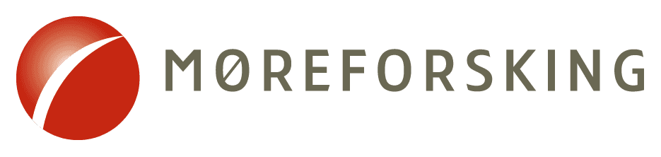 Logo of a company called Møreforsking featuring a red circle and stylized text in gray beneath it.