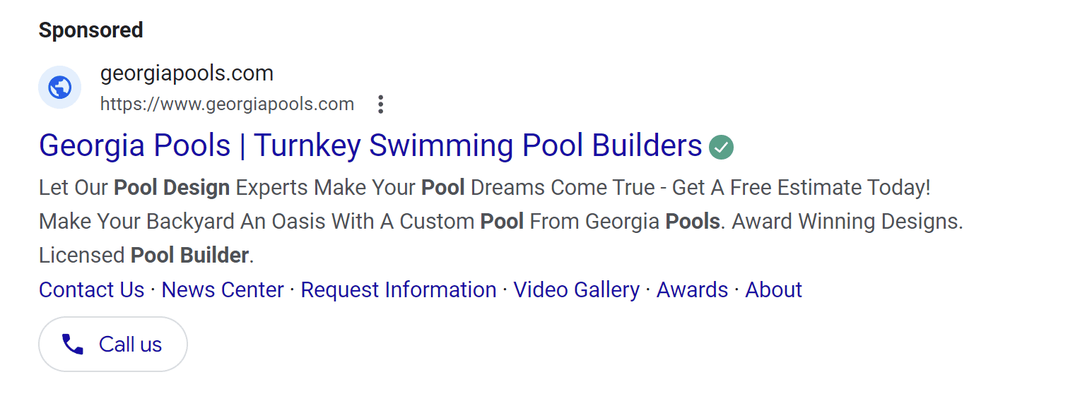 pool builder google ad sample