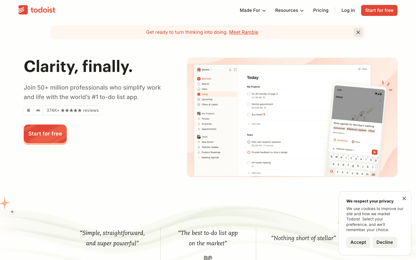 Todoist app screenshot