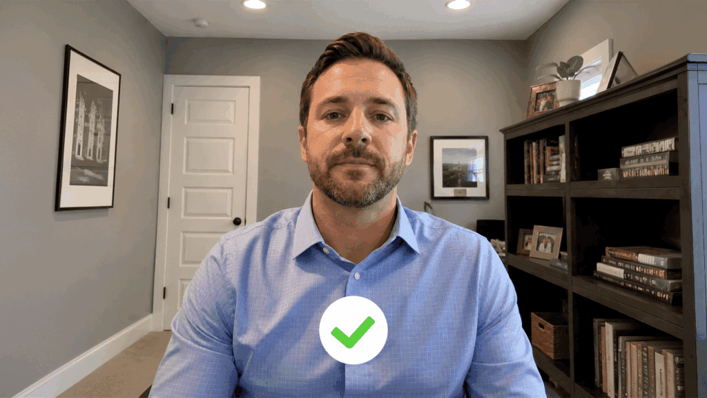 A remote interview setup with a good camera angle