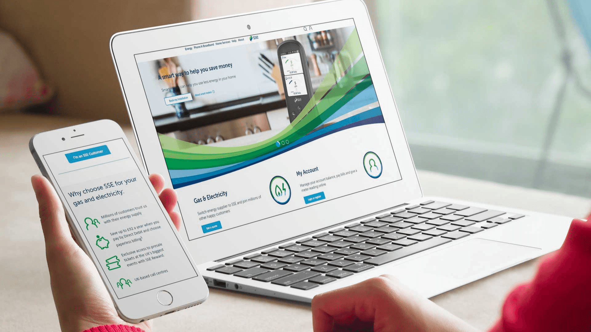 The SSE website on laptop