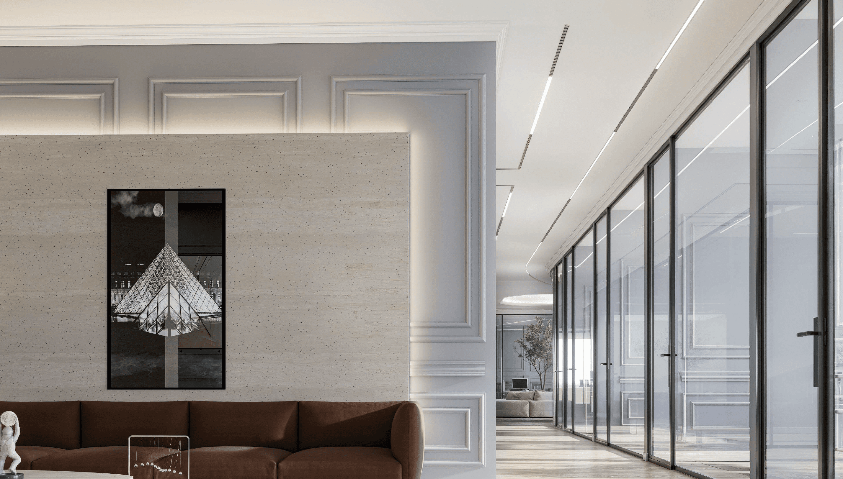 Hallway with private office entrances at Oh My Desk Dubai Design District D3