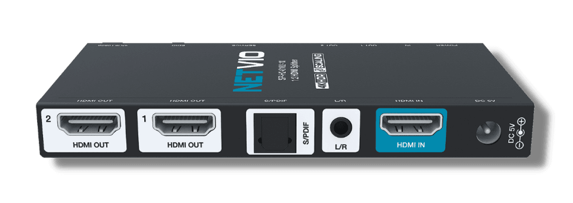 NETVIO 1x2 HDMI splitter with 4K HDR and scaling