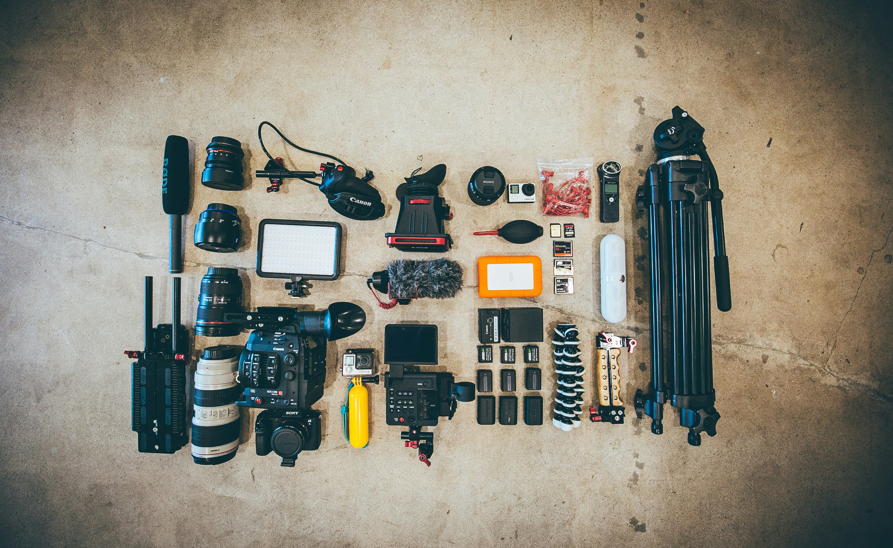 A bunch of camera gear