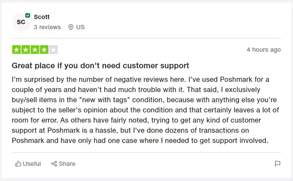 User Review Of Poshmark On Trustpilot