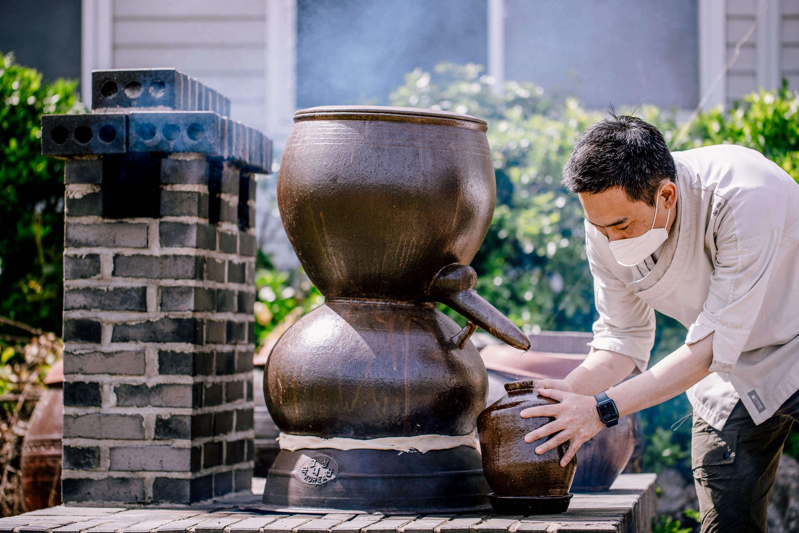 rice in the husk floats on top of clear water