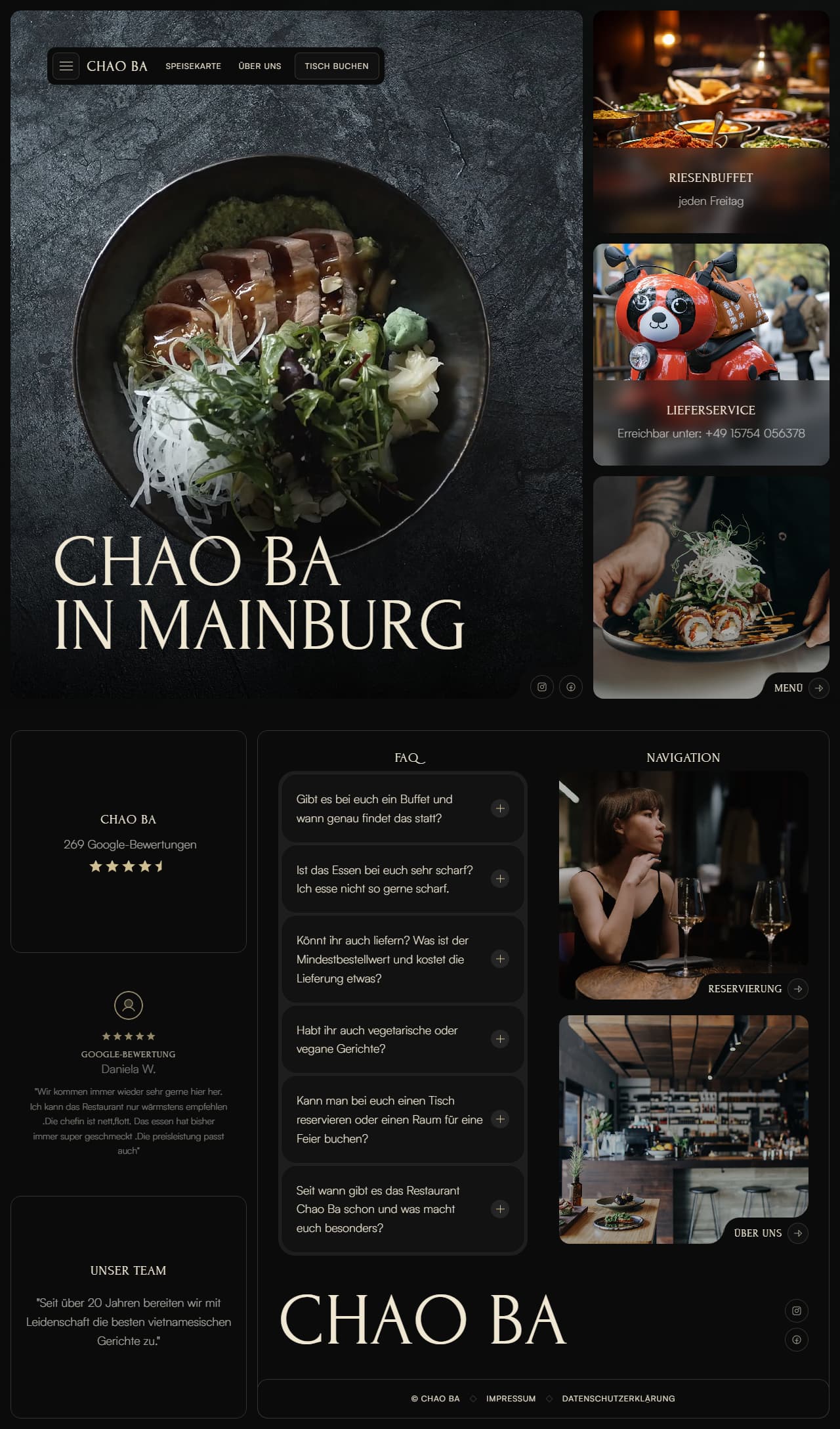 die startseite eines vietnamesischen restaurants