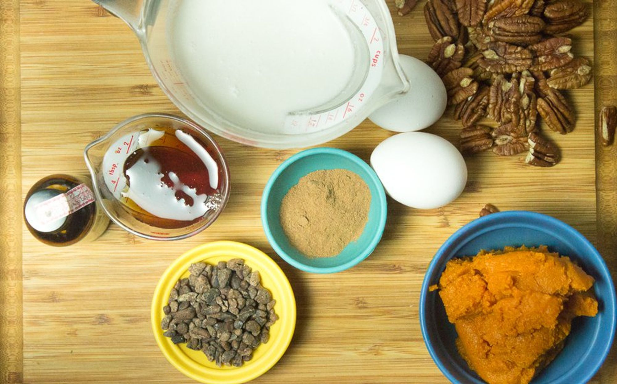 ingredients for pumpkin cacao pecan tarts