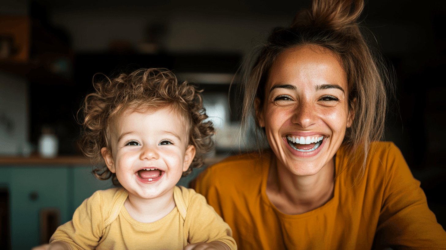 A caring nanny and child cuddling in a cozy bed, illustrating the warmth and security provided by full-time nanny care.