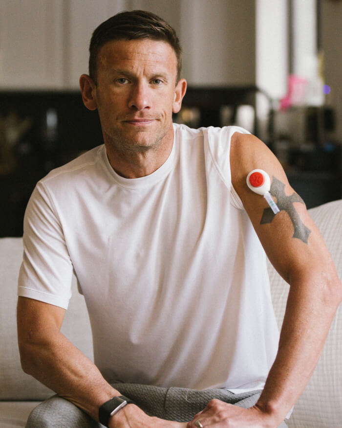 Lionel doing the rythm at home blood collection on his couch