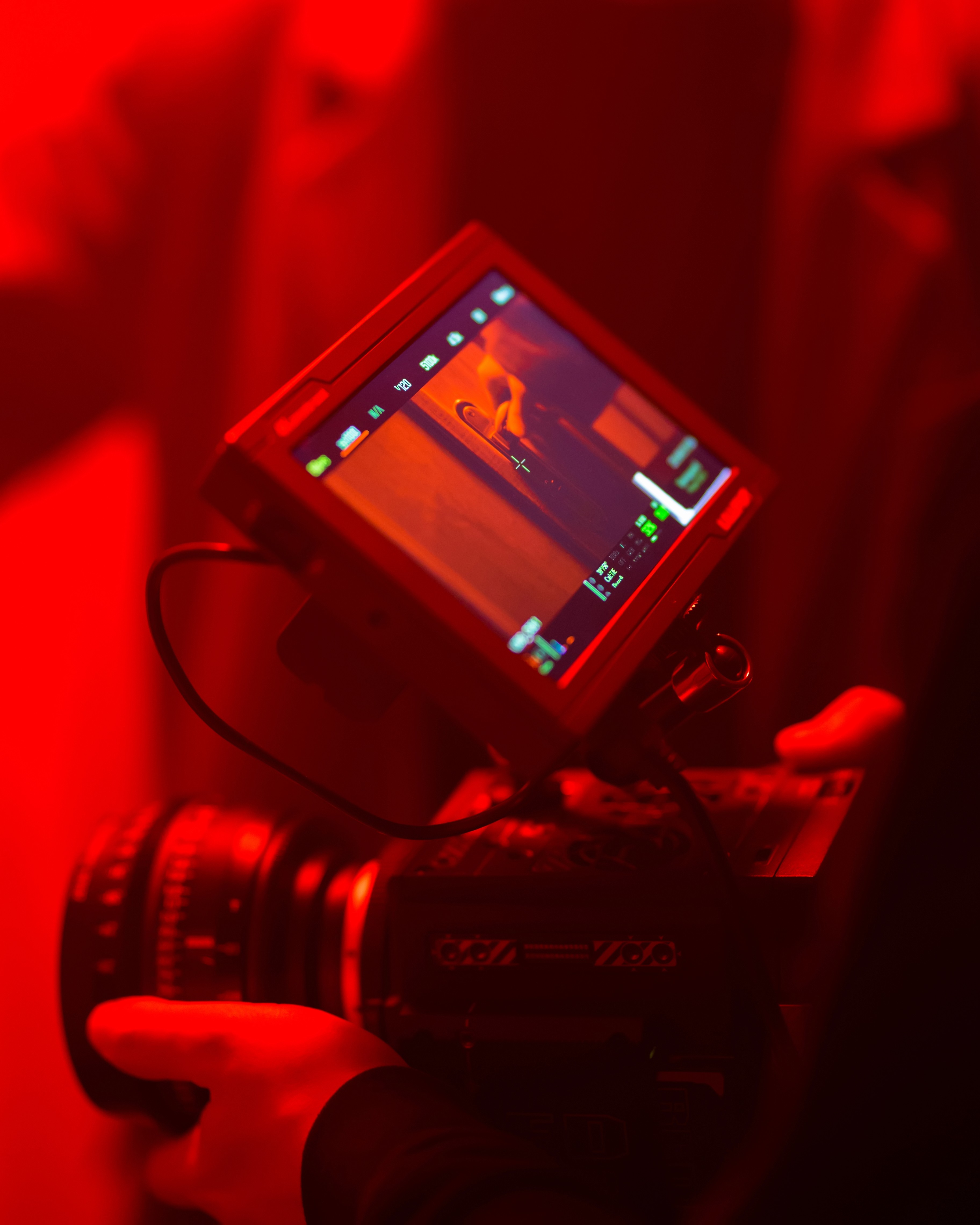 Videocamera professionale durante una ripresa