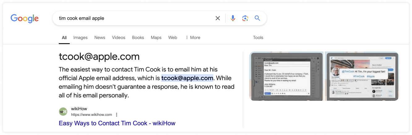 Googling Tim Cook's email