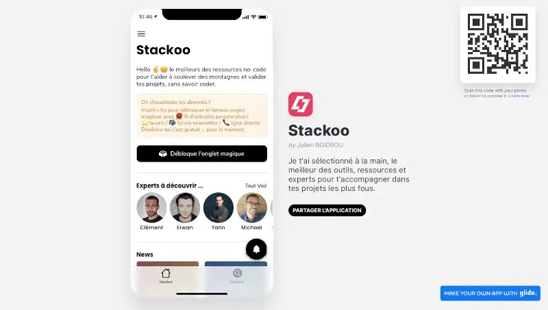 Aperçu application Stackoo