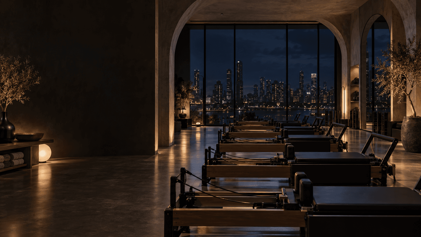 Nocturne Pilates studio overlooking Kuala Lumpur at night