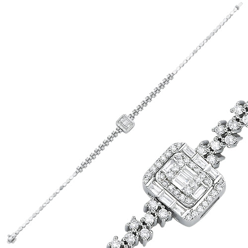 Assos 0.65 Karat Pırlanta Baget Kesim Beyaz Altın Şık Bileklik