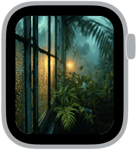greenhouse rain Apple Watch face preview 2 featuring floral, summer, and spring.