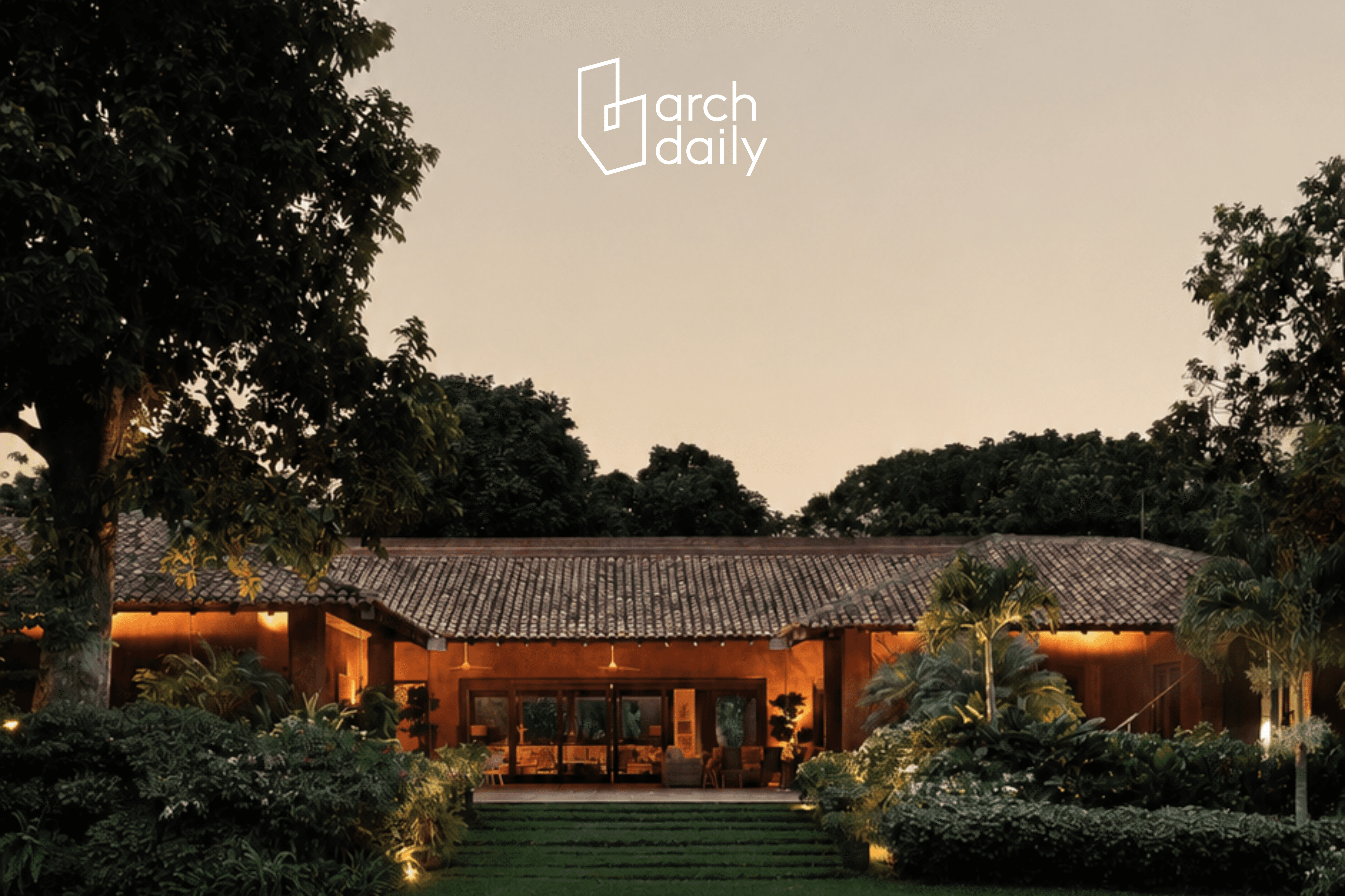 CASA FT courtyard with rust-colored architectural walls by Hurtado Arquitectos in Nicaragua, nominated for ArchDaily Building of the Year 2024