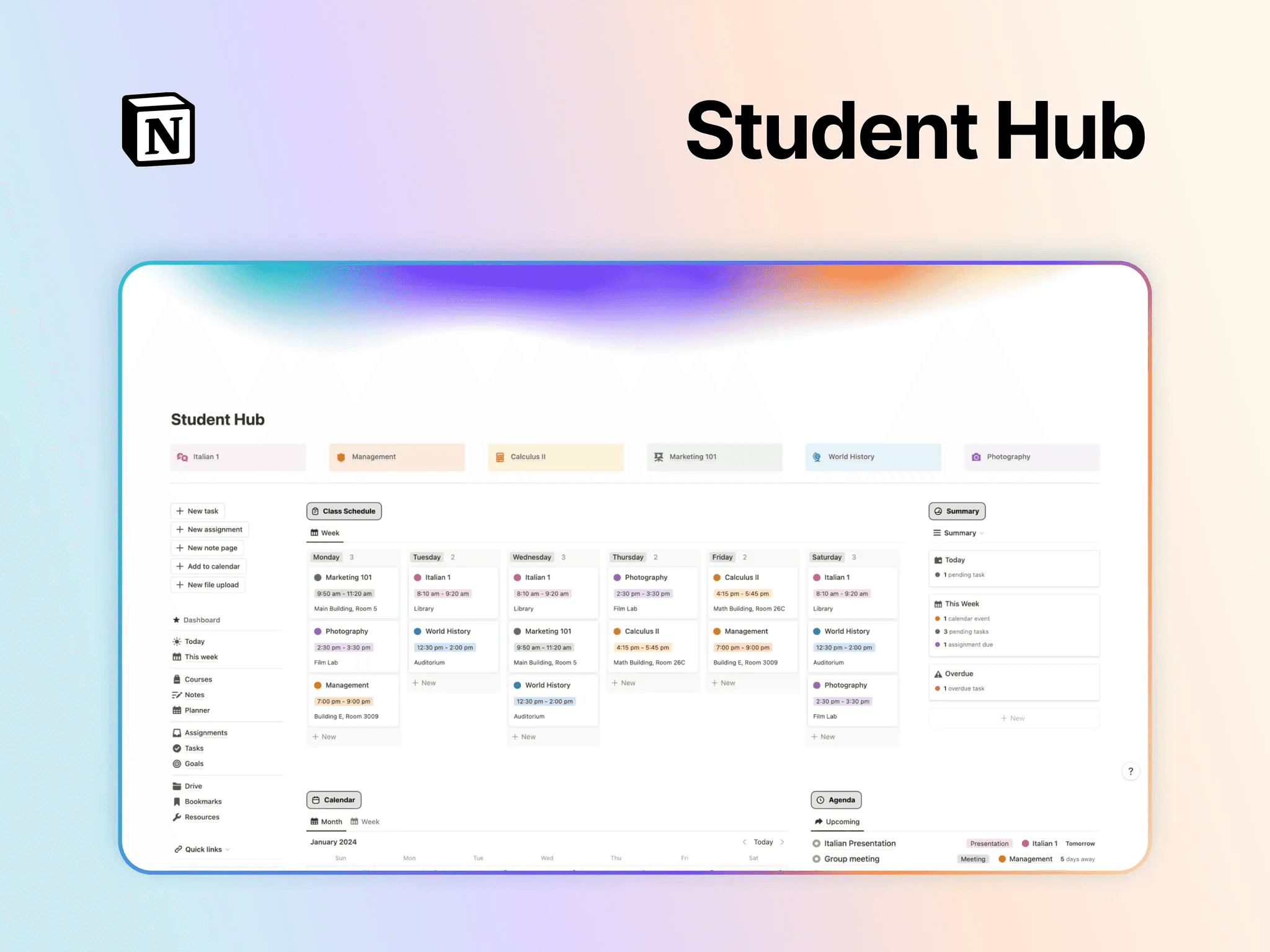 Student Hub Notion Template