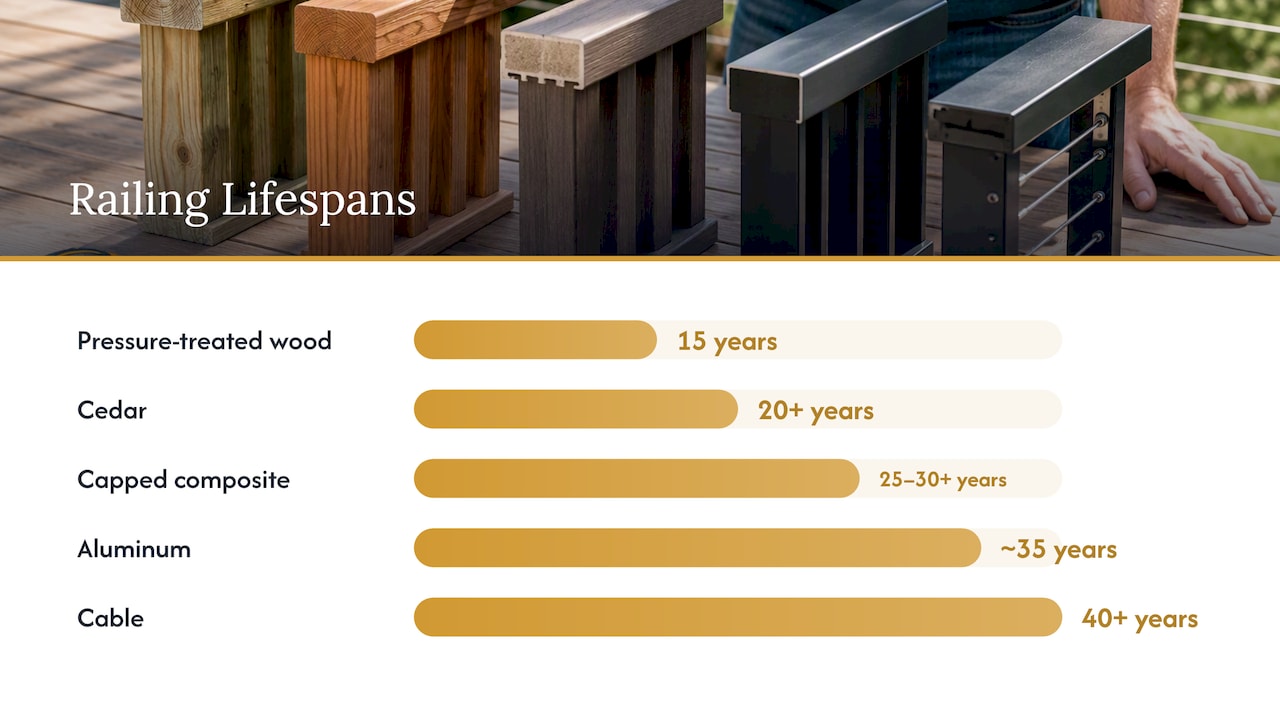 1. Compare materials by look, upkeep, and lifespan — overview diagram