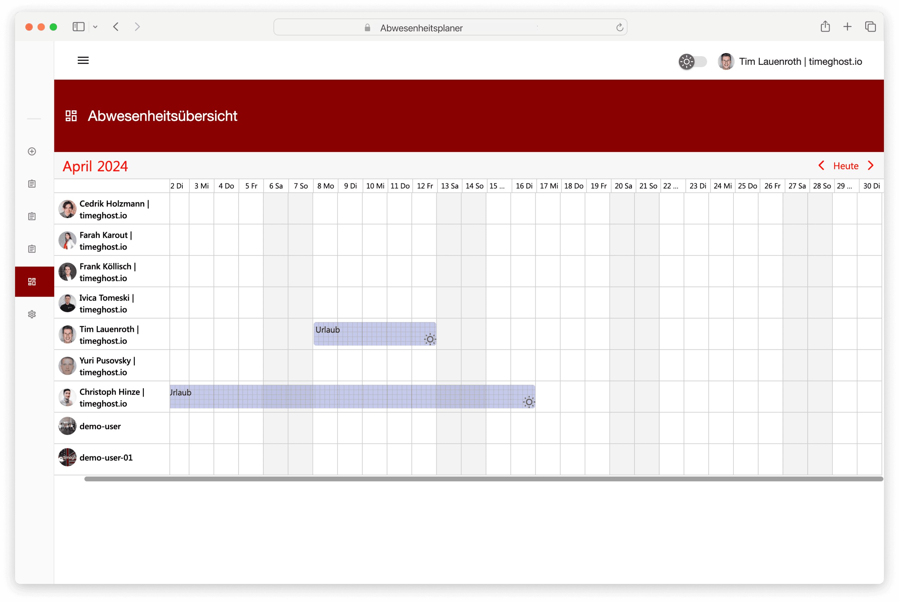 Abwesenheitsplaner timeghost SharePoint Frameworkanagement timeghost SharePoint Framework