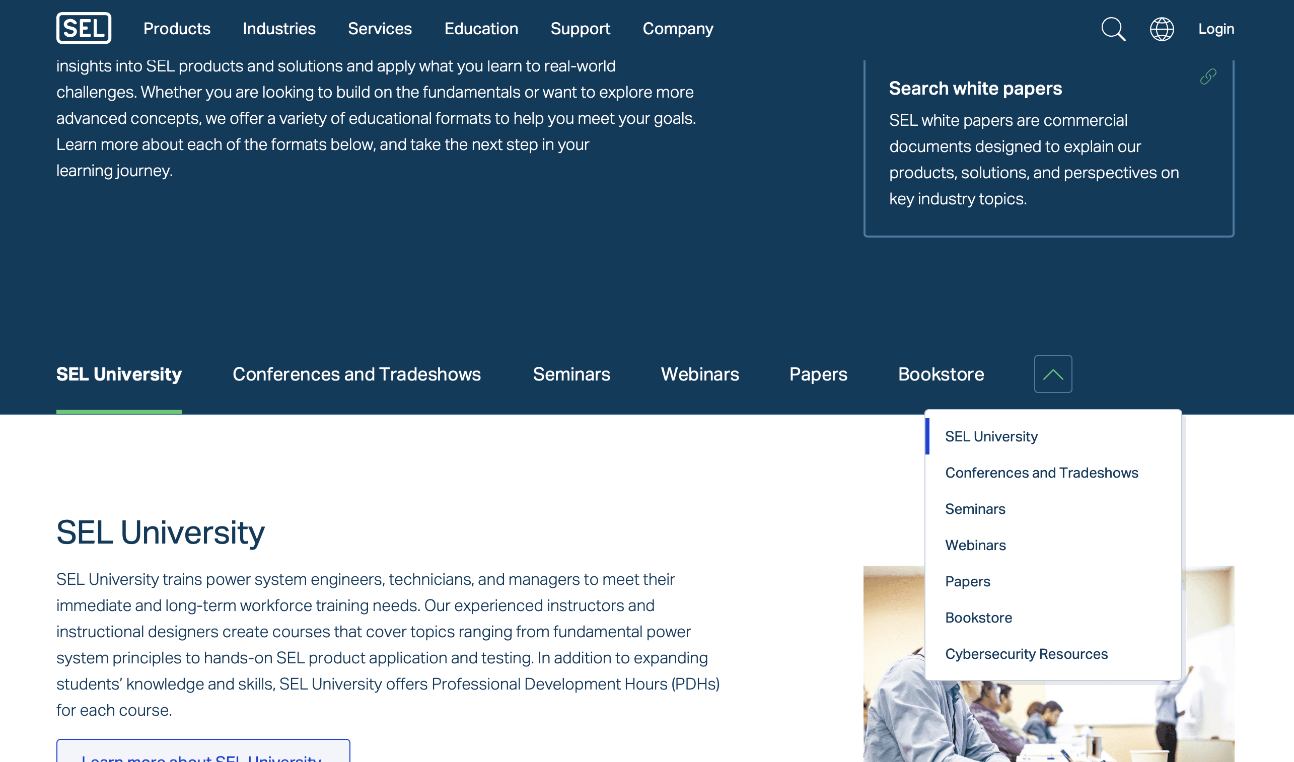 A screenshot of a webpage displaying an example of the secondary navigation component