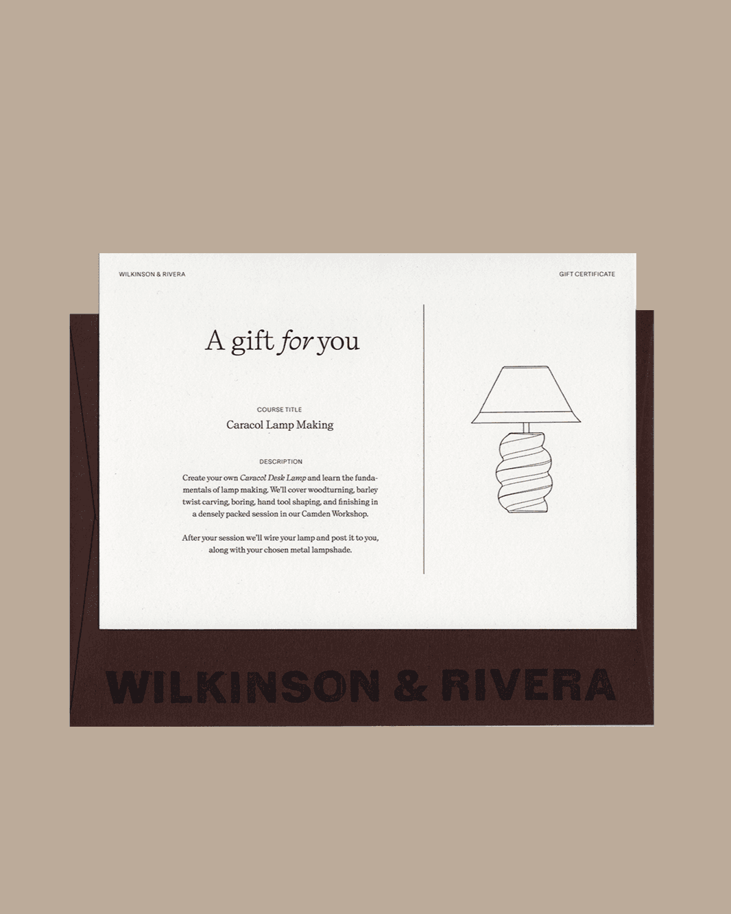 Wilkinson & Rivera Gift Card for Caracol Lamp Making Course
