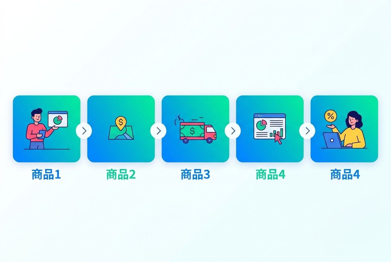 カルーセル広告は最大10枚のカードで構成され、各カードに個別の遷移先URLを設定可能。ECサイトでは商品カテゴリ別にカードを分けることで、CTRが単体画像より平均1.8倍向上する。