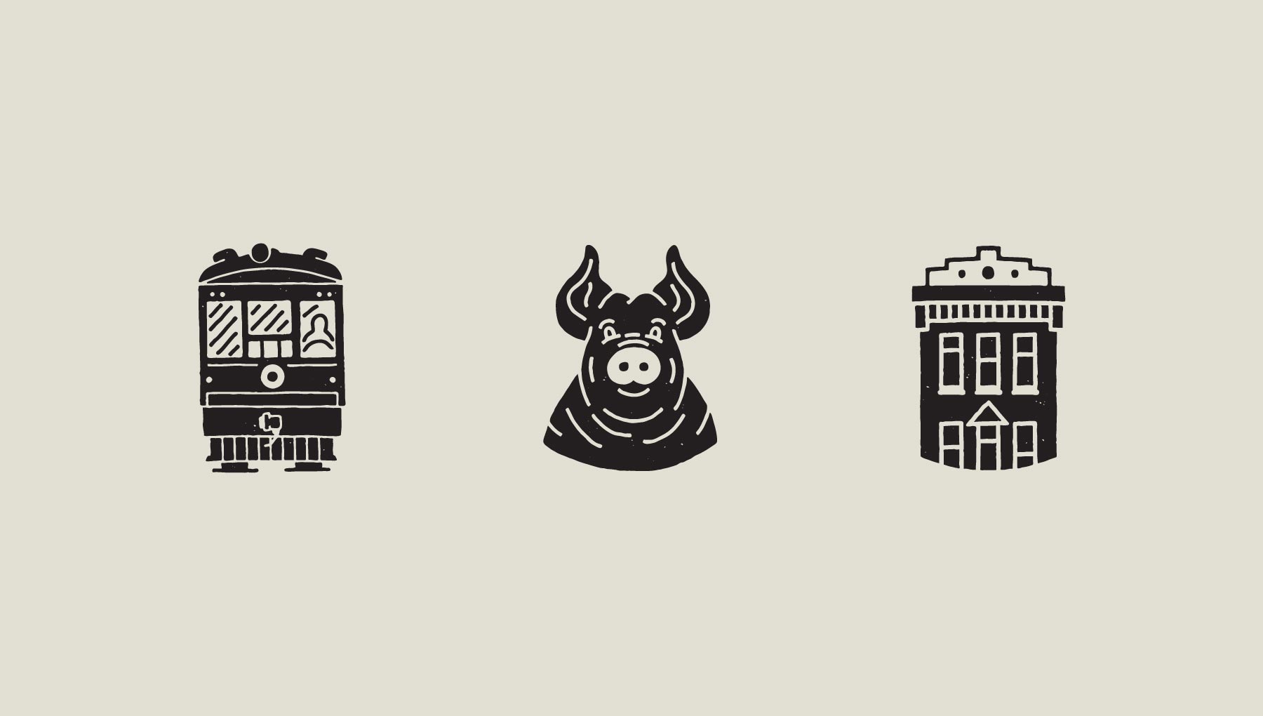 Image of three icons created to represent three of Louisville's favorite neighborhoods