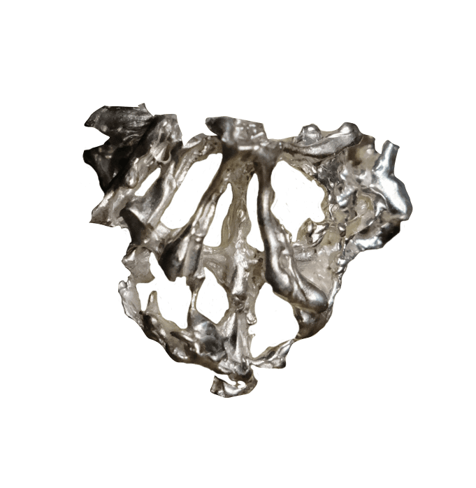 Sculpted silver ring with rough, uneven surface