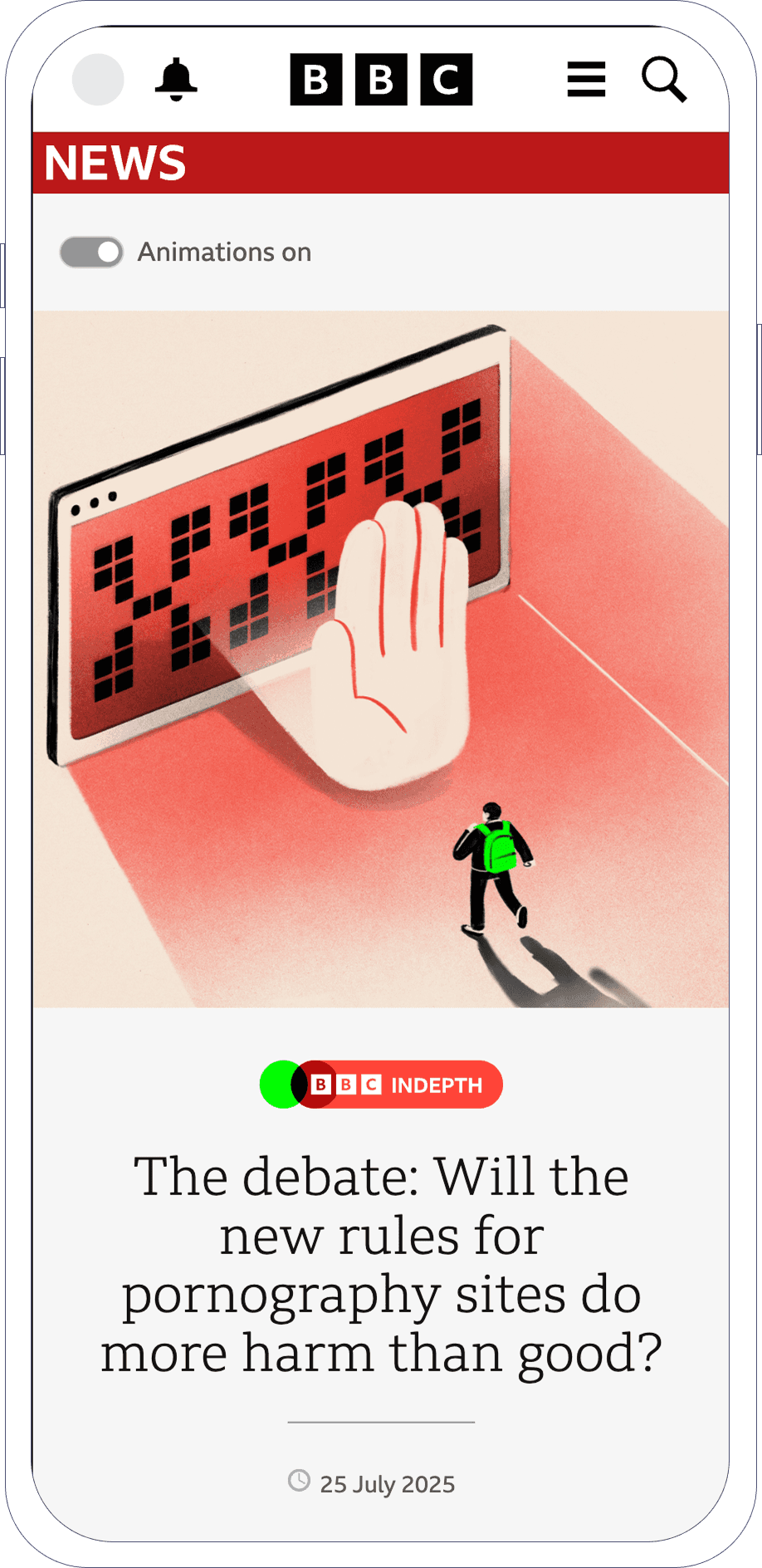 Mobile Screens showing US Election Long Form Article