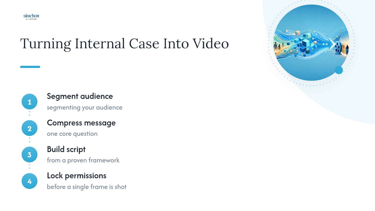 Process diagram for turning internal case into video script